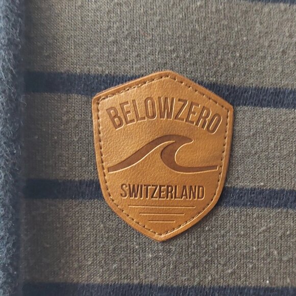 Men's BELOWZERO Switzerland Hooded Striped Sweatshirt Leather Accents Size XL - Picture 5 of 13